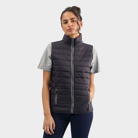 WAVE DAMEN BODYWARMER 180g - Schwarz bedrucken, Art.-Nr. S01437-BK-XL
