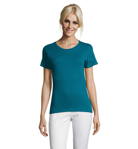 REGENT DAMENT-SHIRT 150g - Entenblau bedrucken, Art.-Nr. S01825-DU-S
