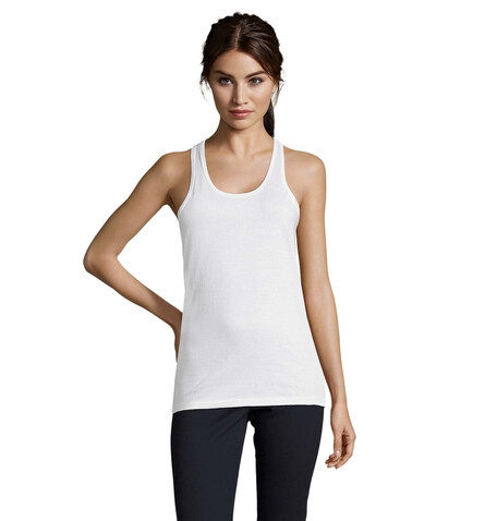 JUSTIN DAMEN TANK TOP 150g - White bedrucken, Art.-Nr. S01826-WH-XXL