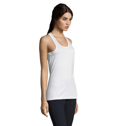 JUSTIN DAMEN TANK TOP 150g - White bedrucken, Art.-Nr. S01826-WH-XXL
