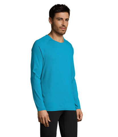 SPORTY LSL MEN T-SHIRT - Aqua bedrucken, Art.-Nr. S02071-AQ-3XL
