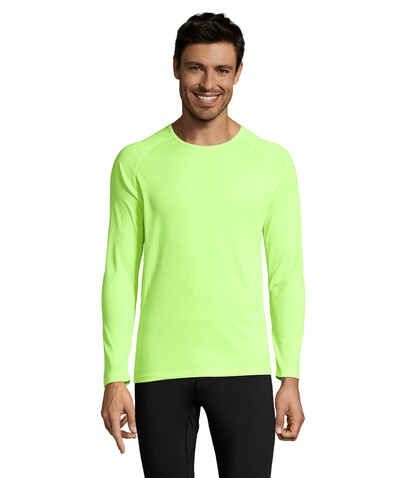 SPORTY LSL MEN T-SHIRT - Neon Yellow bedrucken, Art.-Nr. S02071-NE-S SPORTY LSL MEN T-SHIRT - Neon Yellow bedrucken, Art.-Nr. S02071-NE-S
