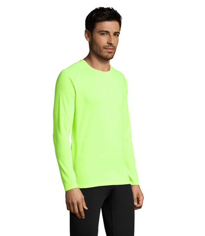 SPORTY LSL MEN T-SHIRT - Neon Yellow bedrucken, Art.-Nr. S02071-NE-S SPORTY LSL MEN T-SHIRT - Neon Yellow bedrucken, Art.-Nr. S02071-NE-S