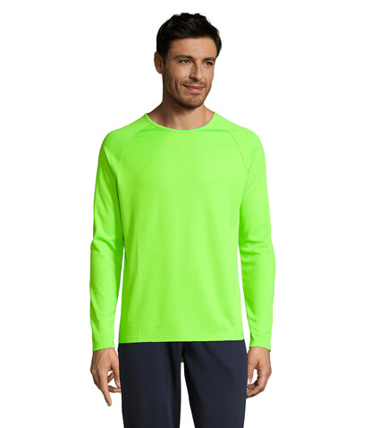 SPORTY LSL MEN T-SHIRT - Neon Green bedrucken, Art.-Nr. S02071-NG-S