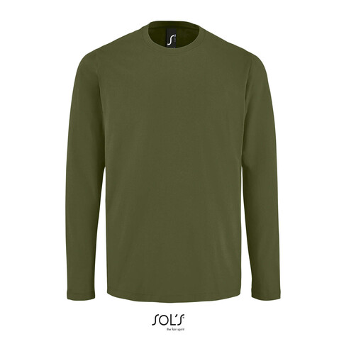 IMPERIAL LSL MEN T-Shirt190 - Dunkles Khaki bedrucken, Art.-Nr. S02074-DK-XS