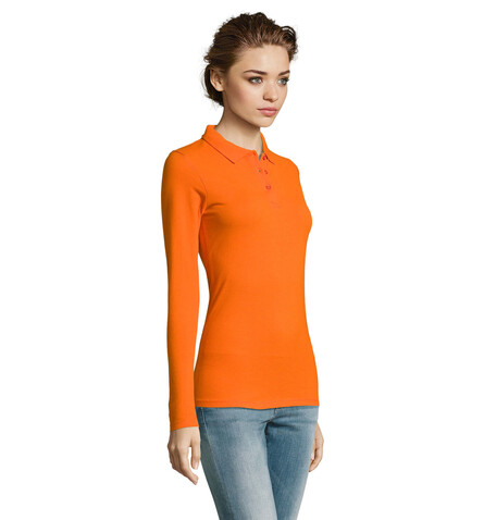 PERFECT DAMEN LSL POLO 180 - Orange bedrucken, Art.-Nr. S02083-OR-3XL
