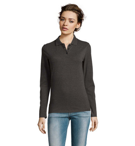 PERFECT DAMEN LSL POLO 180 - Charcoal Melange bedrucken, Art.-Nr. S02083-CE-L PERFECT DAMEN LSL POLO 180 - Charcoal Melange bedrucken, Art.-Nr. S02083-CE-L