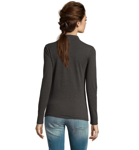 PERFECT DAMEN LSL POLO 180 - Charcoal Melange bedrucken, Art.-Nr. S02083-CE-L PERFECT DAMEN LSL POLO 180 - Charcoal Melange bedrucken, Art.-Nr. S02083-CE-L