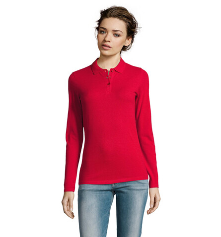 PERFECT DAMEN LSL POLO 180 - Red bedrucken, Art.-Nr. S02083-RD-M PERFECT DAMEN LSL POLO 180 - Red bedrucken, Art.-Nr. S02083-RD-M