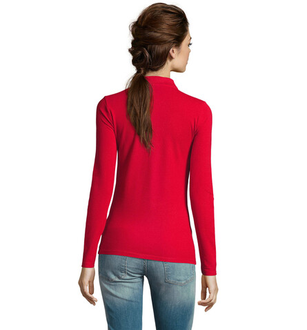 PERFECT DAMEN LSL POLO 180 - Red bedrucken, Art.-Nr. S02083-RD-M PERFECT DAMEN LSL POLO 180 - Red bedrucken, Art.-Nr. S02083-RD-M