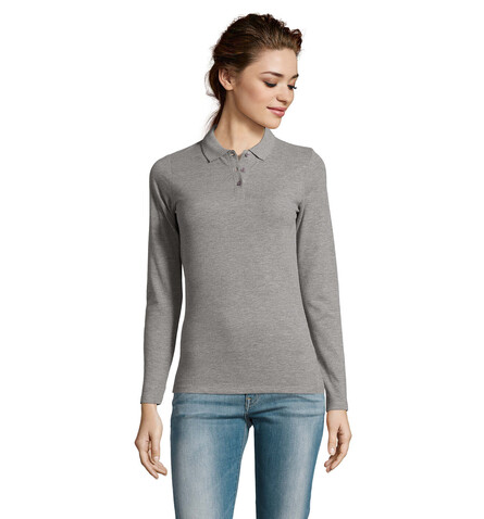 PERFECT DAMEN LSL POLO 180 - Grau-Melange 2 bedrucken, Art.-Nr. S02083-GY-XXL PERFECT DAMEN LSL POLO 180 - Grau-Melange 2 bedrucken, Art.-Nr. S02083-GY-XXL