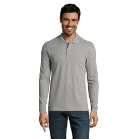 PERFECT MEN LSL POLO 180g - Grau-Melange 2 bedrucken, Art.-Nr. S02087-GY-XXL
