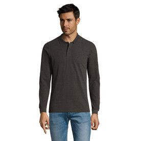 PERFECT MEN LSL POLO 180g - Charcoal Melange bedrucken, Art.-Nr. S02087-CE-XXL