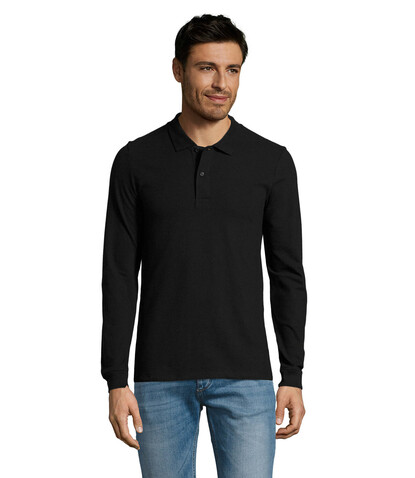 PERFECT MEN LSL POLO 180g - Schwarz bedrucken, Art.-Nr. S02087-BK-L PERFECT MEN LSL POLO 180g - Schwarz bedrucken, Art.-Nr. S02087-BK-L
