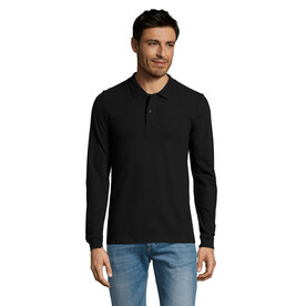 PERFECT MEN LSL POLO 180g - Schwarz bedrucken, Art.-Nr. S02087-BK-XXL