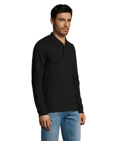 PERFECT MEN LSL POLO 180g - Schwarz bedrucken, Art.-Nr. S02087-BK-L PERFECT MEN LSL POLO 180g - Schwarz bedrucken, Art.-Nr. S02087-BK-L