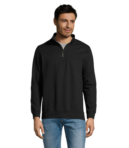 STAN Sweater Zip Kragen 260 - Schwarz bedrucken, Art.-Nr. S02088-BK-L