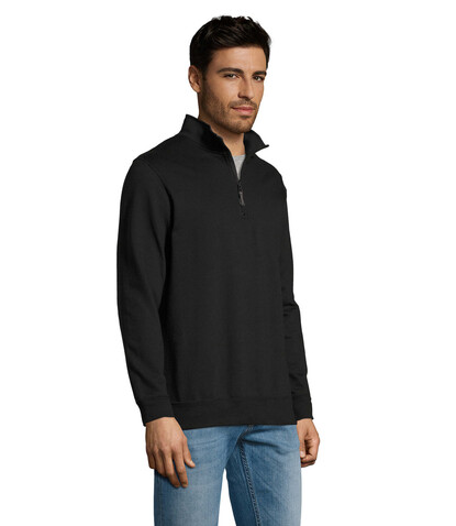 STAN Sweater Zip Kragen 260 - Schwarz bedrucken, Art.-Nr. S02088-BK-L