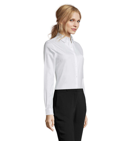 BRODY WOMEN HERINGBON SHIRT - White bedrucken, Art.-Nr. S02103-WH-L