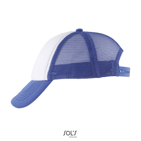 BUBBLE KIDS 5 PANEL CAP - Weiß/Royalblau bedrucken, Art.-Nr. S03091-WL-M