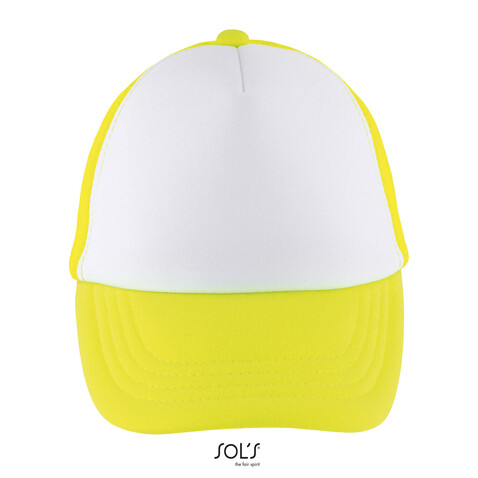 BUBBLE KIDS 5 PANEL CAP - White/Neon Yellow bedrucken, Art.-Nr. S03091-JQ-M BUBBLE KIDS 5 PANEL CAP - White/Neon Yellow bedrucken, Art.-Nr. S03091-JQ-M