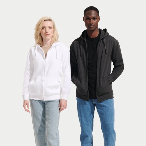 CARTER Full Zip Hoodie - Charcoal Melange bedrucken, Art.-Nr. S03812-CE-S