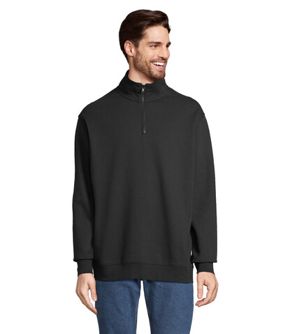CONRAD Sweater Zip Kragen - Schwarz bedrucken, Art.-Nr. S04234-BK-XXL CONRAD Sweater Zip Kragen - Schwarz bedrucken, Art.-Nr. S04234-BK-XXL