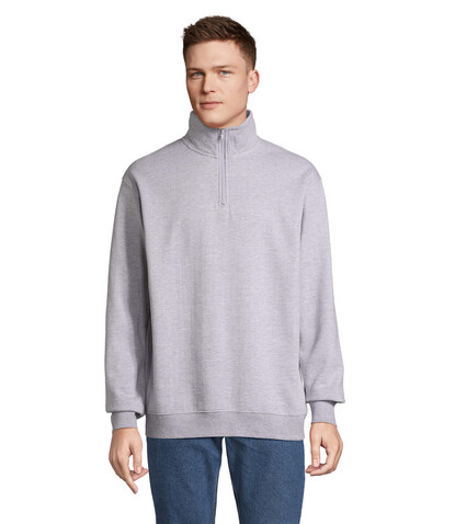 CONRAD Sweater Zip Kragen - Grau-Melange 2 bedrucken, Art.-Nr. S04234-GY-M