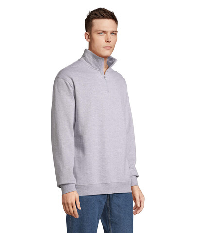 CONRAD Sweater Zip Kragen - Grau-Melange 2 bedrucken, Art.-Nr. S04234-GY-M