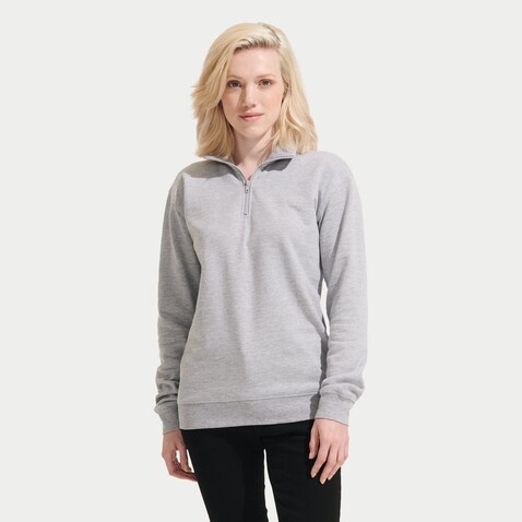 CONRAD Sweater Zip Kragen - Grau-Melange 2 bedrucken, Art.-Nr. S04234-GY-M