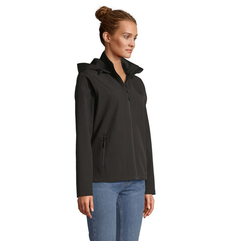 RACE DAMEN-KAPUZENJACKE - Schwarz bedrucken, Art.-Nr. S04448-BK-M RACE DAMEN-KAPUZENJACKE - Schwarz bedrucken, Art.-Nr. S04448-BK-M