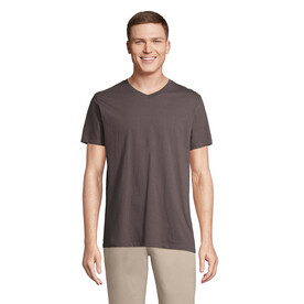 REGENT V V-NECK T-SHIRT - Dunkelgrau bedrucken, Art.-Nr. S04765-DG-XS