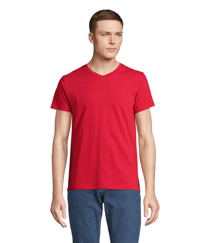 REGENT V V-NECK T-SHIRT - Red bedrucken, Art.-Nr. S04765-RD-S