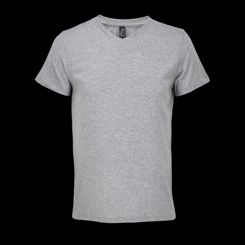 REGENT V V-NECK T-SHIRT - Graue Melange bedrucken, Art.-Nr. S04765-GM-S