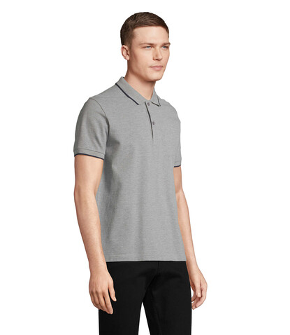 PALERMO POLO-SHIRT - Grey Melange/ French Navy bedrucken, Art.-Nr. S04769-GF-XS PALERMO POLO-SHIRT - Grey Melange/ French Navy bedrucken, Art.-Nr. S04769-GF-XS