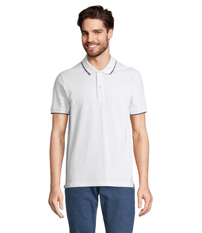 PALERMO POLO-SHIRT - White/French Navy bedrucken, Art.-Nr. S04769-FV-S PALERMO POLO-SHIRT - White/French Navy bedrucken, Art.-Nr. S04769-FV-S
