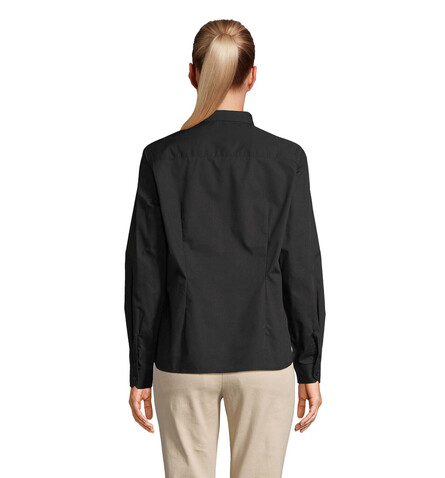 BAILEY WOMEN POPLIN SHIRT - Schwarz bedrucken, Art.-Nr. S04771-BK-L