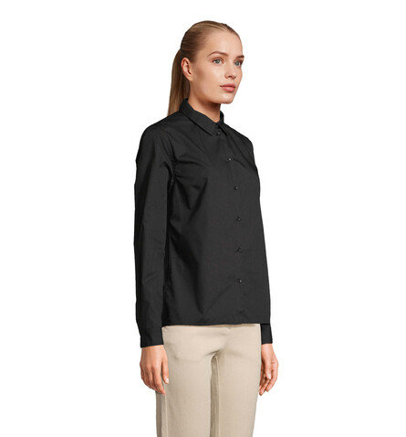 BAILEY WOMEN POPLIN SHIRT - Schwarz bedrucken, Art.-Nr. S04771-BK-L