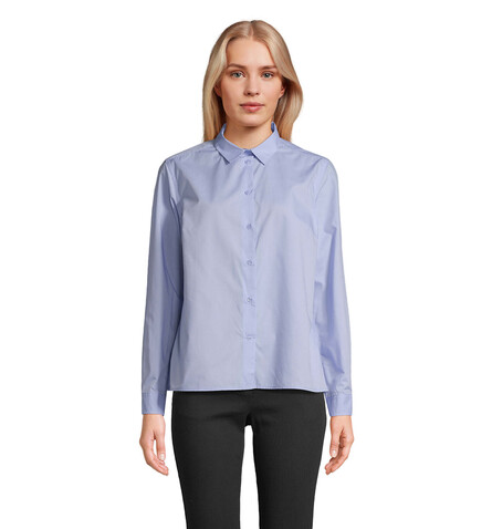 BAILEY WOMEN POPLIN SHIRT - Sky Blue bedrucken, Art.-Nr. S04771-SK-XS