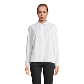 BAILEY WOMEN POPLIN SHIRT - White bedrucken, Art.-Nr. S04771-WH-XXL