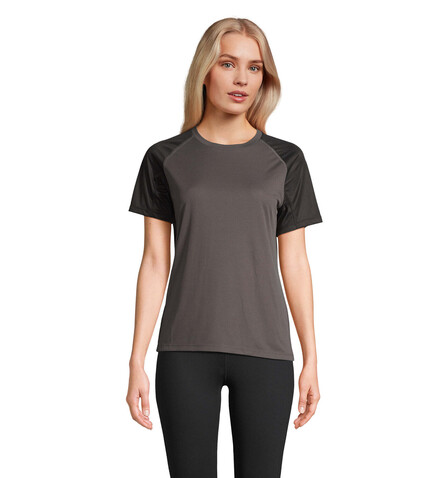 VORTEX WOMEN RAGLAN T-SHIRT - Black/Charcoal Grey bedrucken, Art.-Nr. S04788-BI-XL VORTEX WOMEN RAGLAN T-SHIRT - Black/Charcoal Grey bedrucken, Art.-Nr. S04788-BI-XL