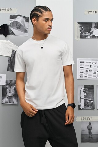 CLIFF OPEN-END T-SHIRT - White bedrucken, Art.-Nr. S04813-WH-M