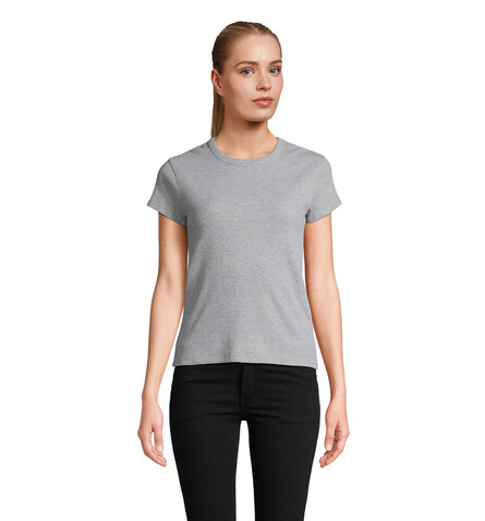 SARA WOMEN'S RIBBED T-SHIRT - Hellgrau Melange bedrucken, Art.-Nr. S04814-DH-XL SARA WOMEN'S RIBBED T-SHIRT - Hellgrau Melange bedrucken, Art.-Nr. S04814-DH-XL