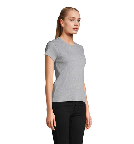 SARA WOMEN'S RIBBED T-SHIRT - Hellgrau Melange bedrucken, Art.-Nr. S04814-DH-XL SARA WOMEN'S RIBBED T-SHIRT - Hellgrau Melange bedrucken, Art.-Nr. S04814-DH-XL
