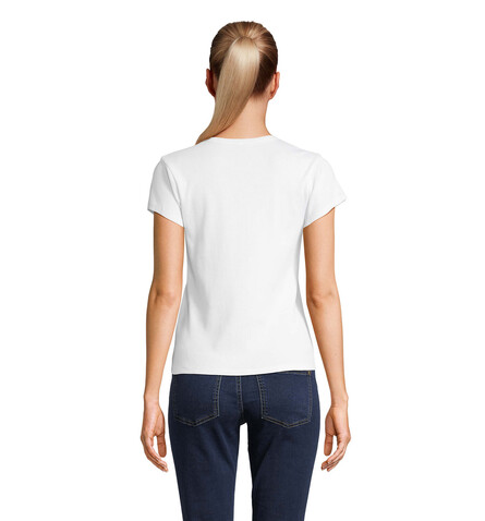 SARA WOMEN'S RIBBED T-SHIRT - White bedrucken, Art.-Nr. S04814-WH-XS