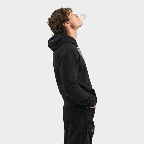 CAMERON HOODED SWEATSHIRT - Black/Grey Melange bedrucken, Art.-Nr. S04853-JK-XXL