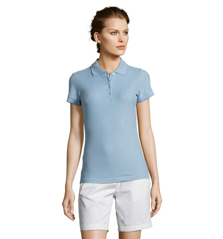 PEOPLE DAMEN POLO 210g - Sky Blue Pique bedrucken, Art.-Nr. S11310-SP-S