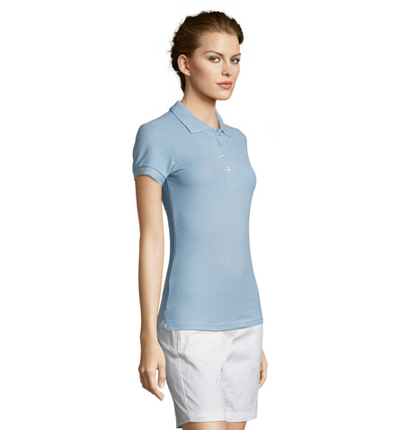 PEOPLE DAMEN POLO 210g - Sky Blue Pique bedrucken, Art.-Nr. S11310-SP-S