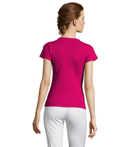 MISS DAMENT-SHIRT 150g - Fuchsia bedrucken, Art.-Nr. S11386-FU-S