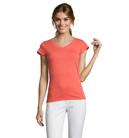 MOON DAMENT-SHIRT 150g - Koralle bedrucken, Art.-Nr. S11388-CO-M